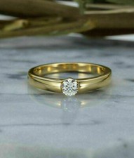 1Ct Round Lab-Created Diamond Solitaire Engagement Ring 14K Yellow Gold Plated