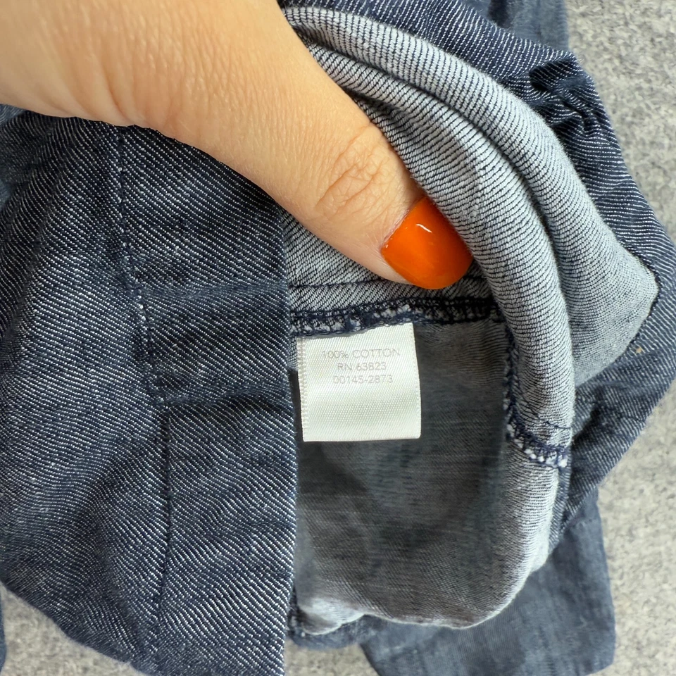 Christopher & Banks Jacket Women PL Petite Blue Denim Dark Wash Button Collared - Image 4 of 4