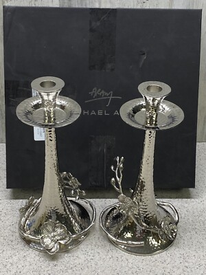 Michael Aram White Orchid Candleholders 111807 New with light Defects
