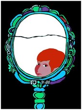 2102 Red headed boy looks in mirror quality Poster.House Wall Decorative Art.