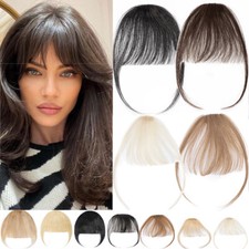 100% Remy Fringe Bangs Clip In REAL Human Hair Extensions One Piece Thick / Thin