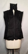 Nine West Women's Black Vest Size Medium Full Zip-Up Closure Pockets Double View