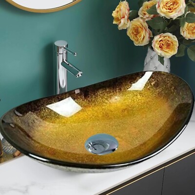 Badezimmer Waschbecken Glas Waschbecken Arbeitsplatte kompakte ovale Form / Lieferung am nächsten Tag