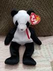 RARE Vintage 1997 Ty Beanie Babies Retired "FORTUNE" panda bear, Plastic Protect