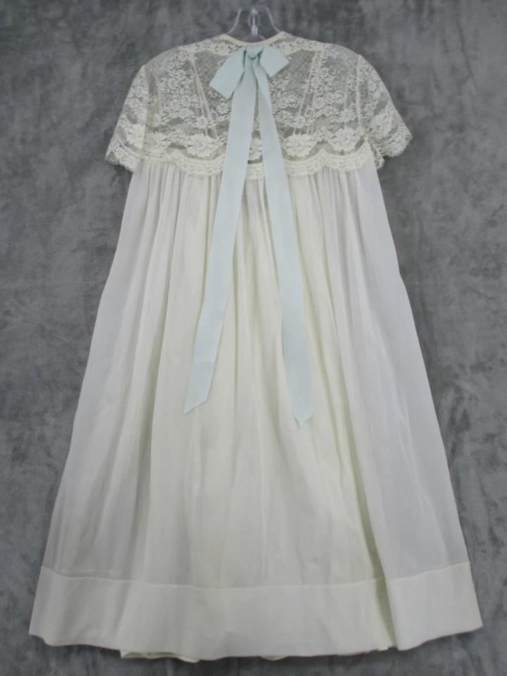 Vintage Eyeful By The Flaums Nightgown Womens Small Robe Set Lace Fairy Coquette - Image 3 of 4