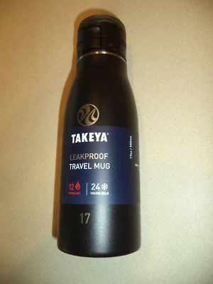Takeya 17 oz Leak Proof Insulated Travel Mug Onyx new / TAGS WATER LEAKPROOF