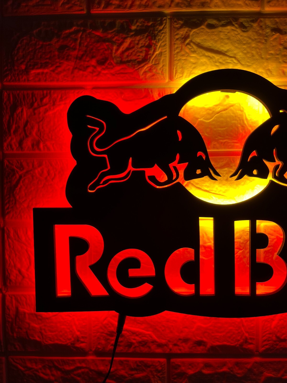Red Bull Led Sign, Redbull Wood Wall Decor, Lighted Wall Decor, Redbull