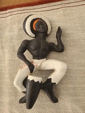 Vintage MCM Original Carribian Calypso Bongo Drummer Ceramic Wall Hanger 1950's