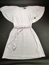 Lauren Ralph Lauren Wmn's Sz 4 Lilac Short Sleeve Belted Tie Loose Dress "New"