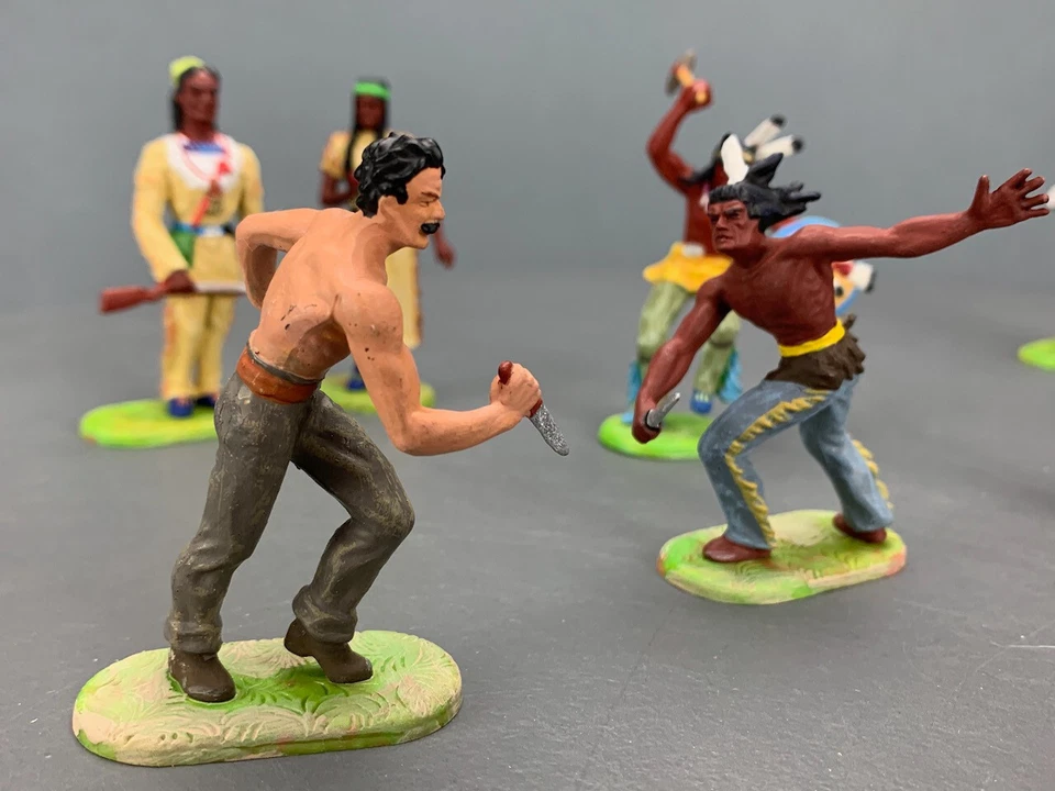 8X Lot Elastolin, Karl May, Prieser, Indian & Trapper Figures G0867 LZ - Image 3 of 4