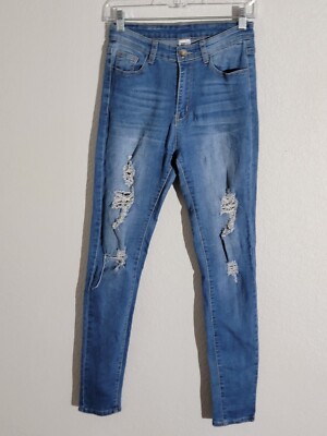 U jeans LA womens size 7 skinny stretch distressed high rise denim blue