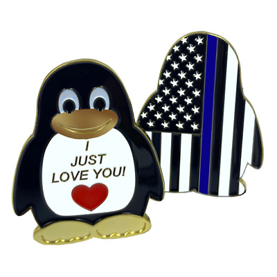 CL2-05 Penguin ''I Just Love You'' Police Thin Blue Line challenge coin Sheriff De