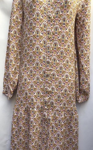 New Next Size 12 Yellow Red Paisley Print Relaxed Shirt Midi Maxi Dress Work - Picture 12 of 20