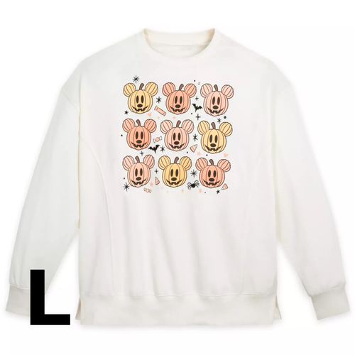 Disney Mickey Mouse Jack-o'-Lantern Halloween Sweatshirt Women's LARGE Oversize