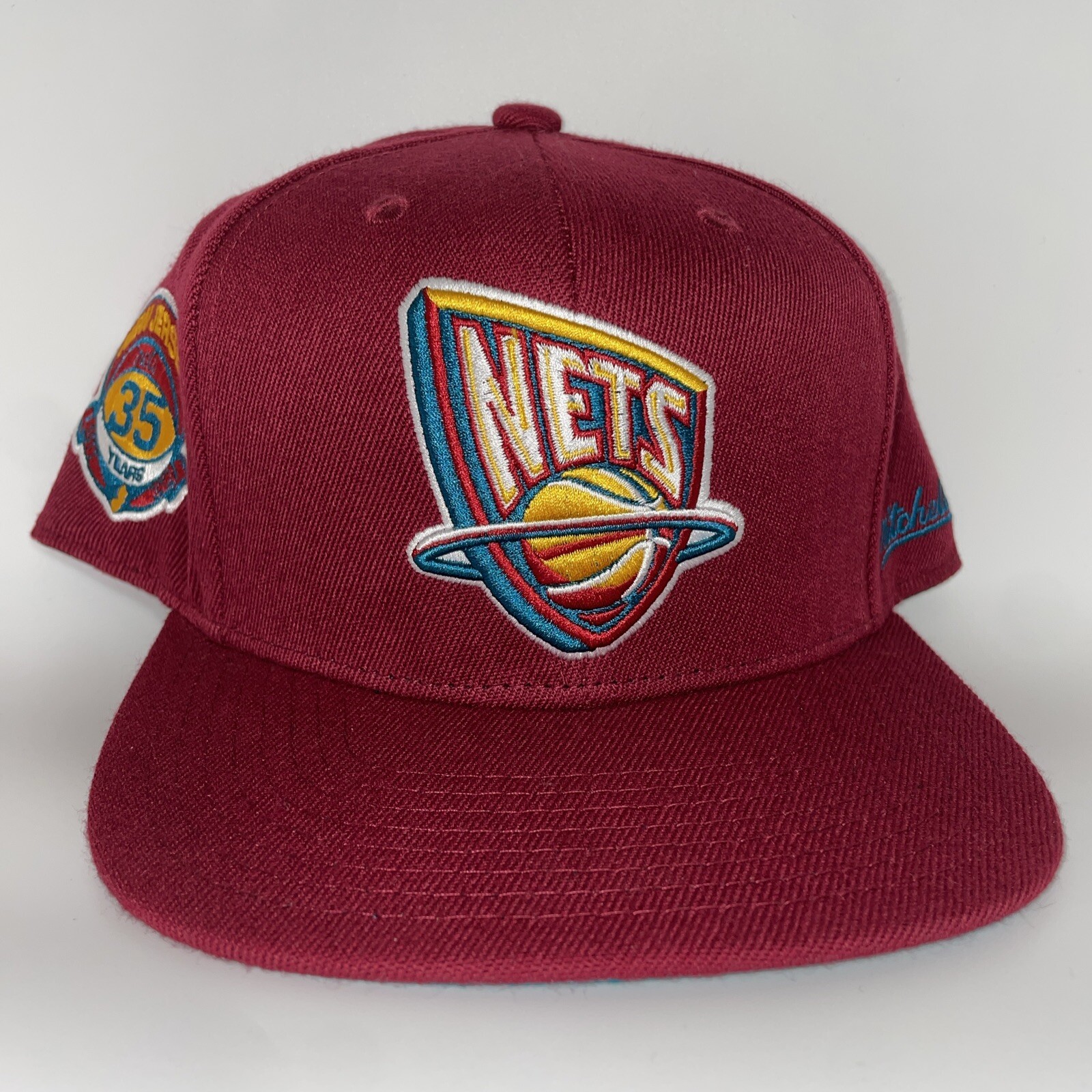 New Jersey Nets Mitchell & Ness Fitted Hat Size 7 3/8 Hard Wood Classic New York