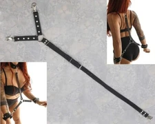 BDSM Y Shape Hog Tie Pin Connector Real Cow Hide Cuffs With Swivel Snaps Clips