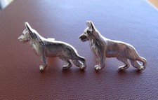Sterling Silver German Shepherd Dog Standing Study Cuff Links
