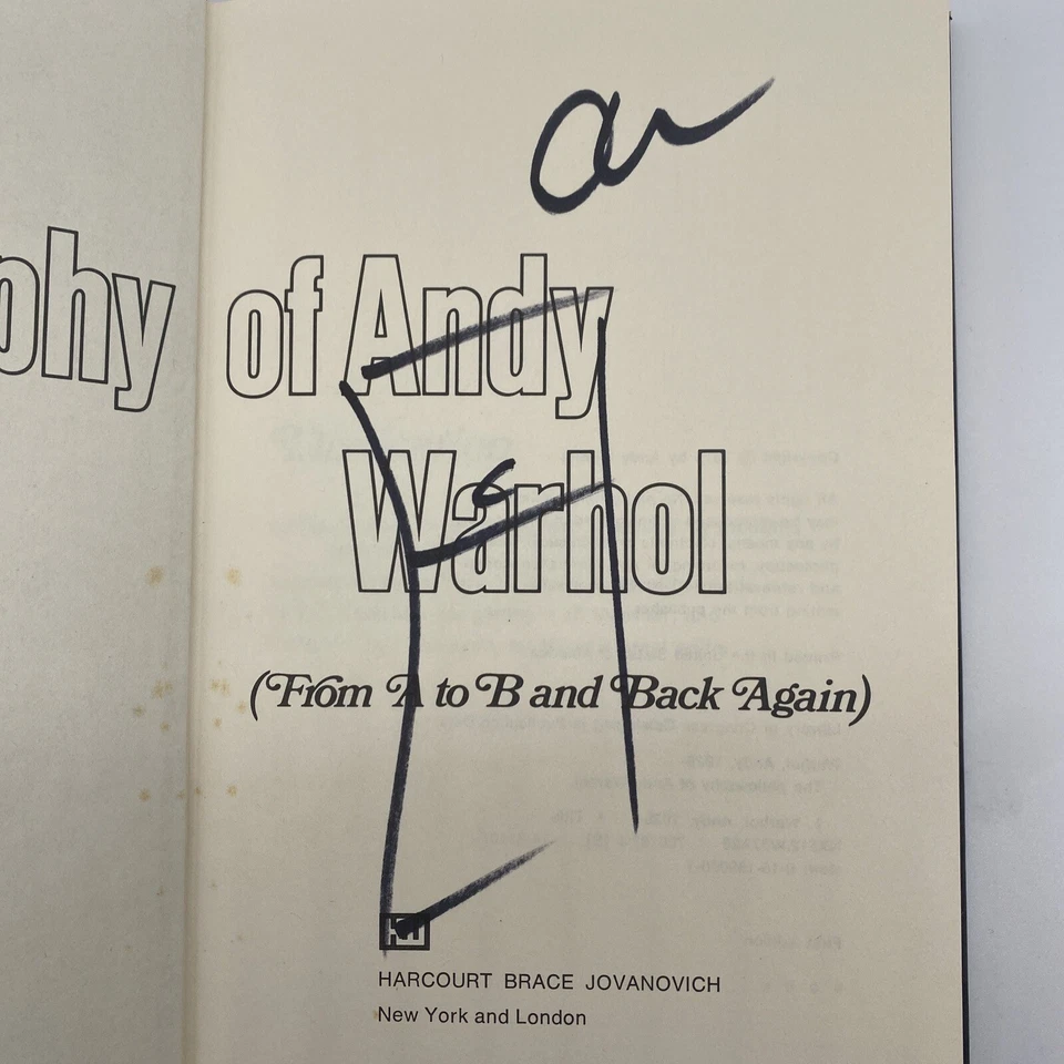 Signed First Edition Philosophy Of Andy Warhol Hardcover With Sketched Soup Can - Image 3 of 4