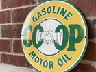 CO-OP Gasoline Motor Oil Heavy Steel Metal Sign Vintage Style Farm Farming