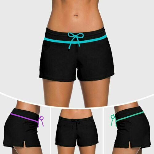 Women's Short Swim Shorts Boardshorts Ladies Beach Bikini Plain Bottoms