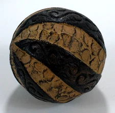 Carpet Ball Home Decor Resin 4" Two-Tone Brown Swirl Design w/ Gold Highlights