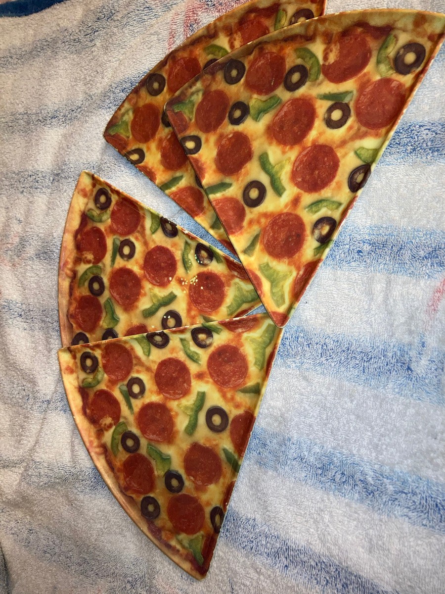 Vintage Retro 90's Pizza Slice Plates Pepperoni Design Melamine