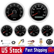 6 Gauge Set with Sender 85MM GPS Speedometer with Tachometer Waterproof For Boat