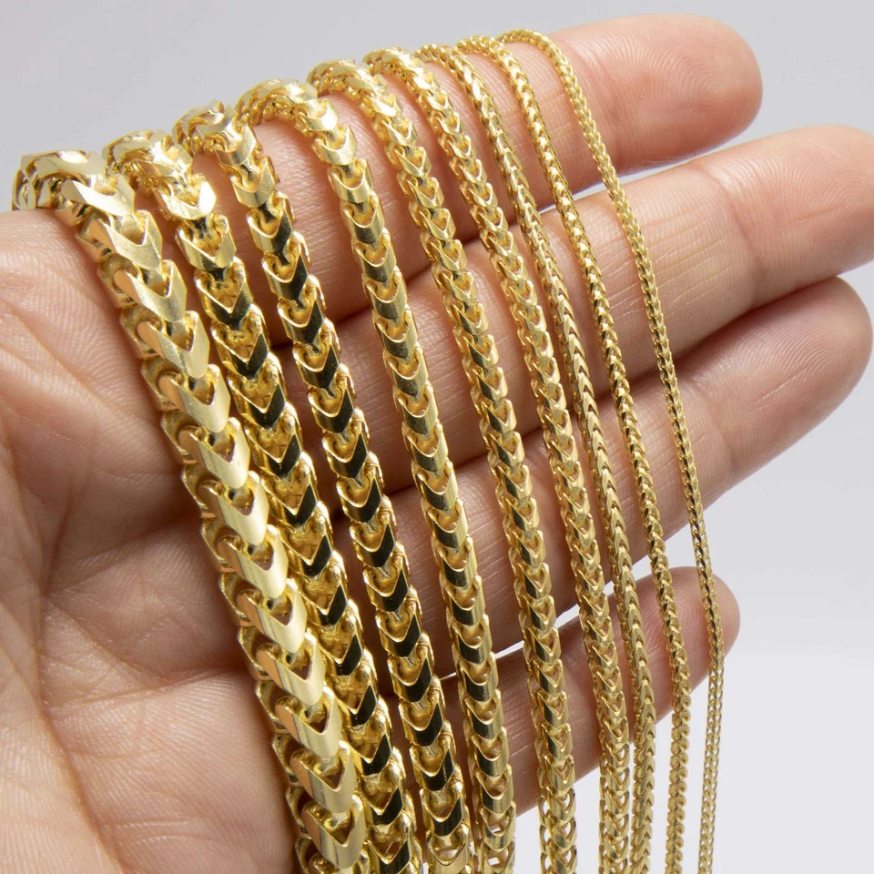 Franco Chain Solid 14K Yellow Gold-Plated Silver 925 Italy All Sizes - Image 2 of 4
