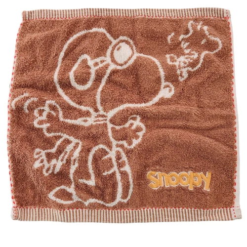 Peanuts Snoopy w/ Woodstock Brown Washcloth Licensed 13" Flying Ace