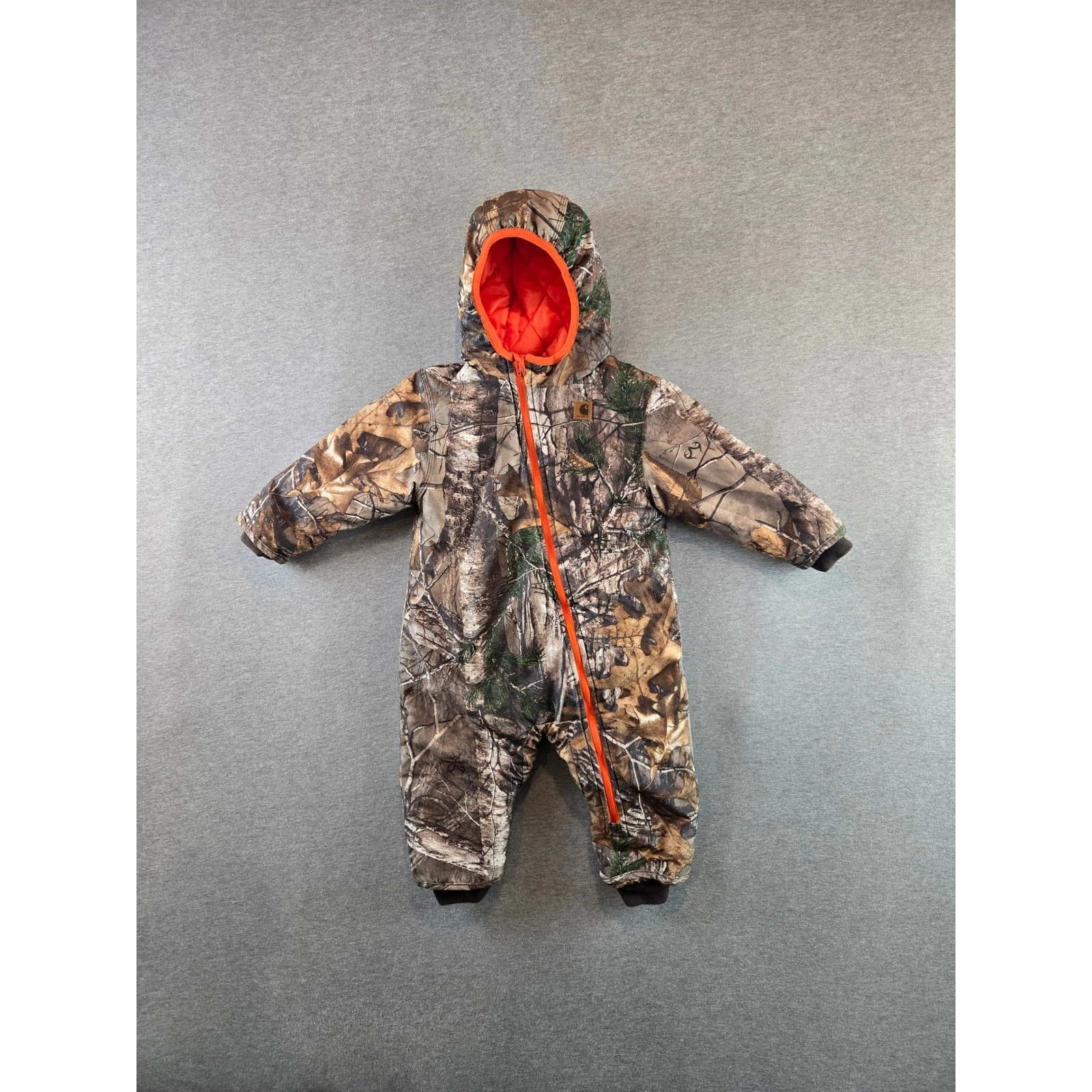 Carhartt Bunting Suit Kids 18M Camo Realtree Xtra Orange Quilted Hooded Snowsuit