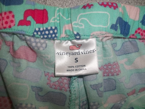 Vineyard Vines Women's Pajama Pants Sz Small Light Blue Whale Pattern Drawstring - Picture 6 of 6