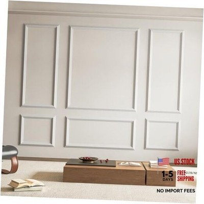 Pre-Cut Wall Molding Set of 6 pcs, Ready-to-Assemble White: Style 1