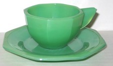 Vintage 2 Pieces Akro Agate Child's Mini Tea Set 1 - Cups, 1 - small Plate.