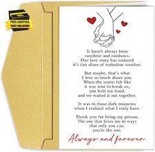 Romantic Valentines Day Card for Him Her, Heartfelt Poem Anniversary Card for Bo
