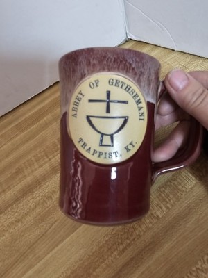 Deneen Pottery Abbey of Gethsemani Trappist KY Mug Red Drip Glaze Handmade 12oz