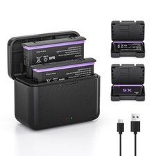 2 Pack 2800mAh Battery and 2 Channel Fast Charger Box for Insta360 X5, Batter...