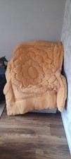 Vintage Single  feather filled Eiderdown. Mustard Gaydon Made In Liverpool 