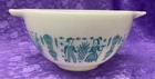 Vintage PYREX #441, 1 1/2 Pt. Amish Butterprint Turquoise On White 6" Bowl