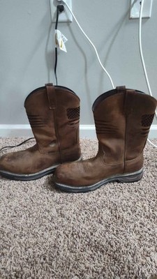 Ariat Brown leather work boots American flag size 13 d hunting fishing construct