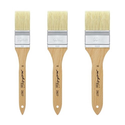 3 PCS XDT #2827 Hake Artist Paint Brush Set Hog Bristle Flat Acrylic Oil