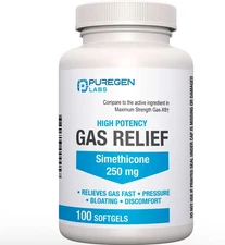 Maximum Strength Gas Relief Softgels with Simethicone 250 Mg Relieve Pressure, B