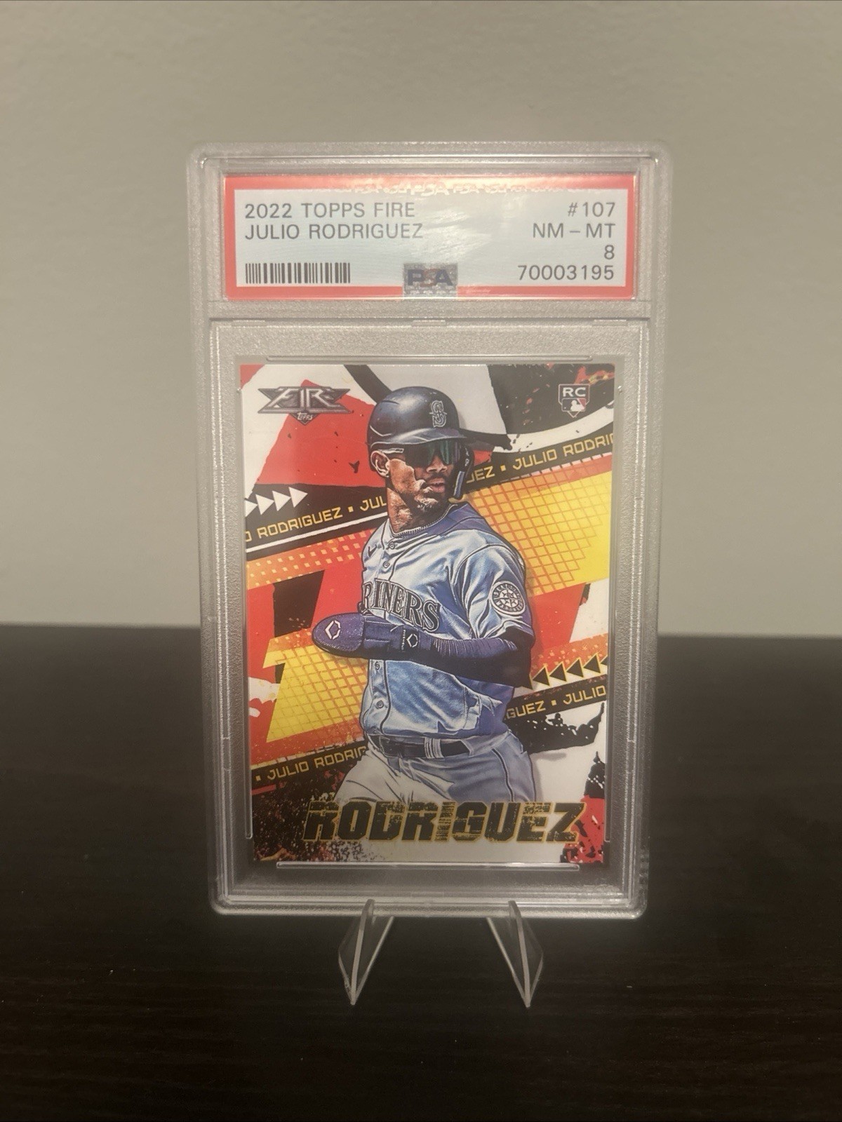 2022 Topps Fire Julio Rodriguez #107 Flame (RC) PSA 8