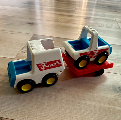 Tonka Plastic Car Hauler Truck & Car Set 1989 Vintage Toy Vehicle