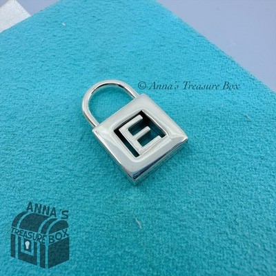 Tiffany & Co. 925 Silver Letter E Adjustable Padlock Charm (pouch
