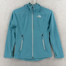 The North Face Jacket Girls M 10/12 Blue Fleece Lined Hooded Full Zip Soft Shell