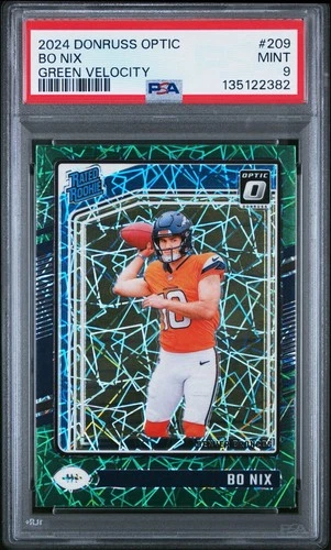 2024 PANINI DONRUSS OPTIC GREEN VELOCITY #209 BO NIX ROOKIE RC PSA 9 MINT SP