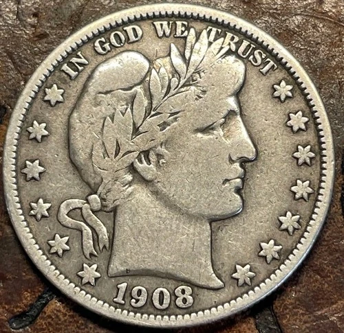 1908 barber half dollar USA 🇺🇸 Historic Silver Coin 🪙