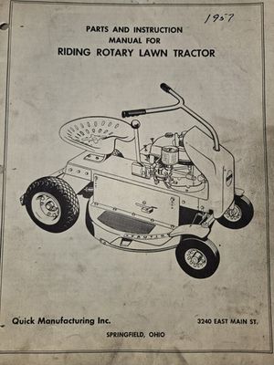 #ad #ad QUICK MFG SPRINGFIELD OH RIDING ROTARY LAWN TRACTOR PARTS AND INSTRUCTION MANUAL $17.47