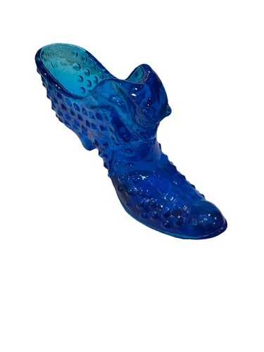 Fenton Glass Hobnail Colonial Blue Cat In Shoe Art Glass
