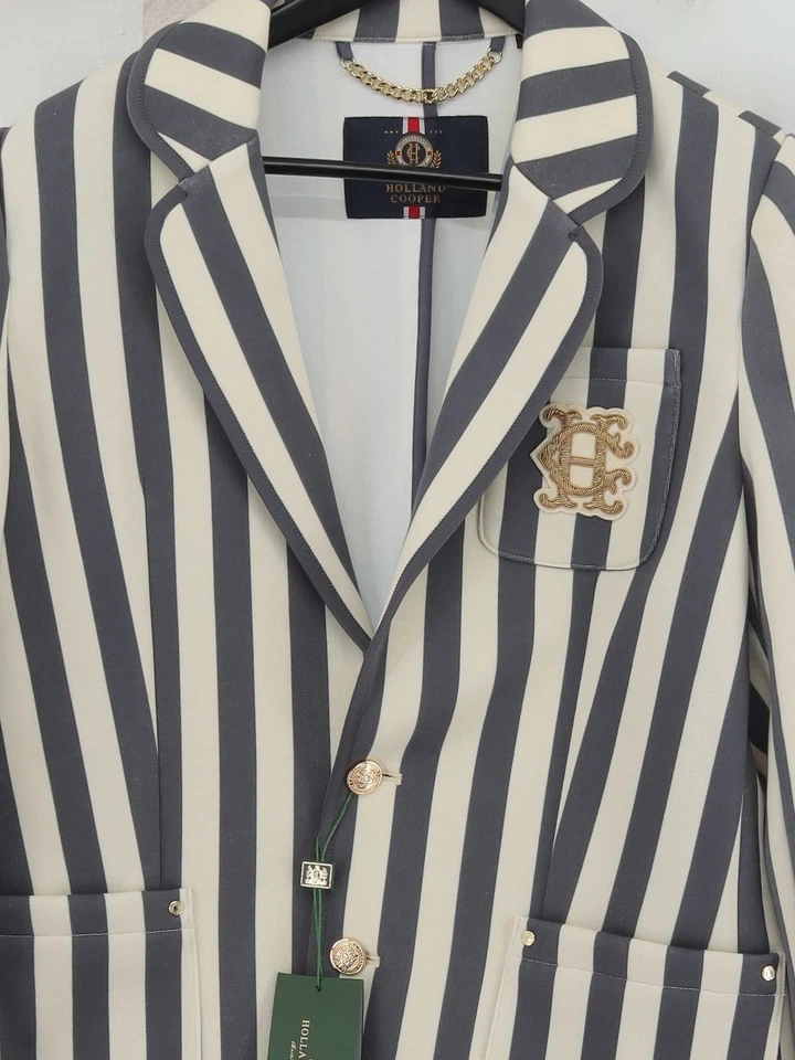 Blazer Holland Cooper para hombre XL poliéster a rayas múltiples con abrigo de algodón Foto 3 de 4